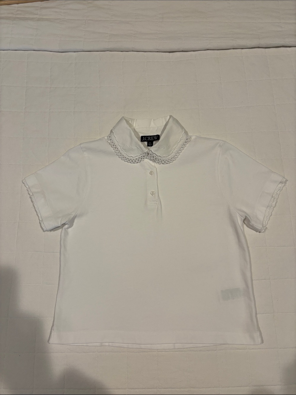 J. Crew wWhite Lace-Collar Polo Top
